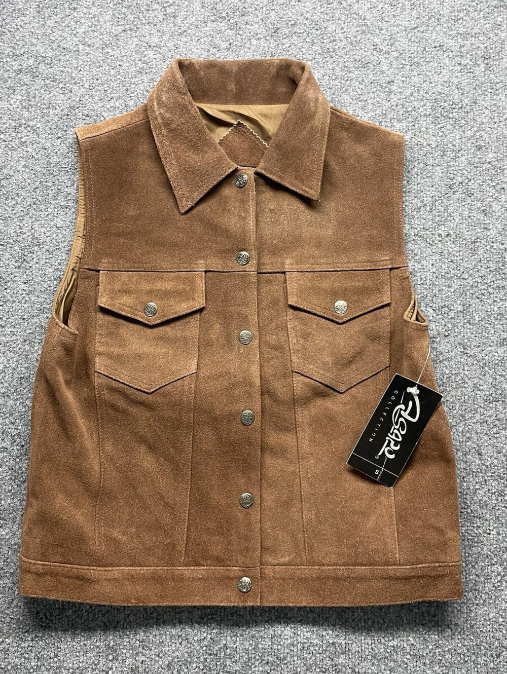 Agapo Collection Genuine Leather Suede Vest Small Brown Western Unisex NWT